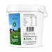 A 1kg plastic tub of Basfoods Pasha Yogurt, showing both the front label with a blue and green design and cow imagery, and the back label with nutritional information, on a white background.