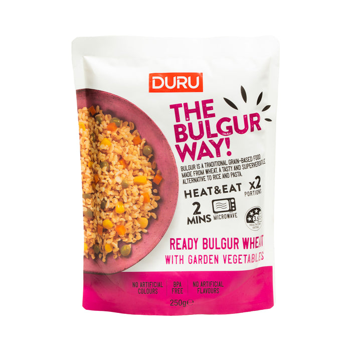 Duru Heat & Eat Ready Bulgur – Single Box – Garden Vegetables