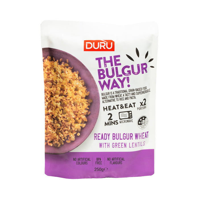 Duru Heat & Eat Ready Bulgur – Single Box – Green Lentils