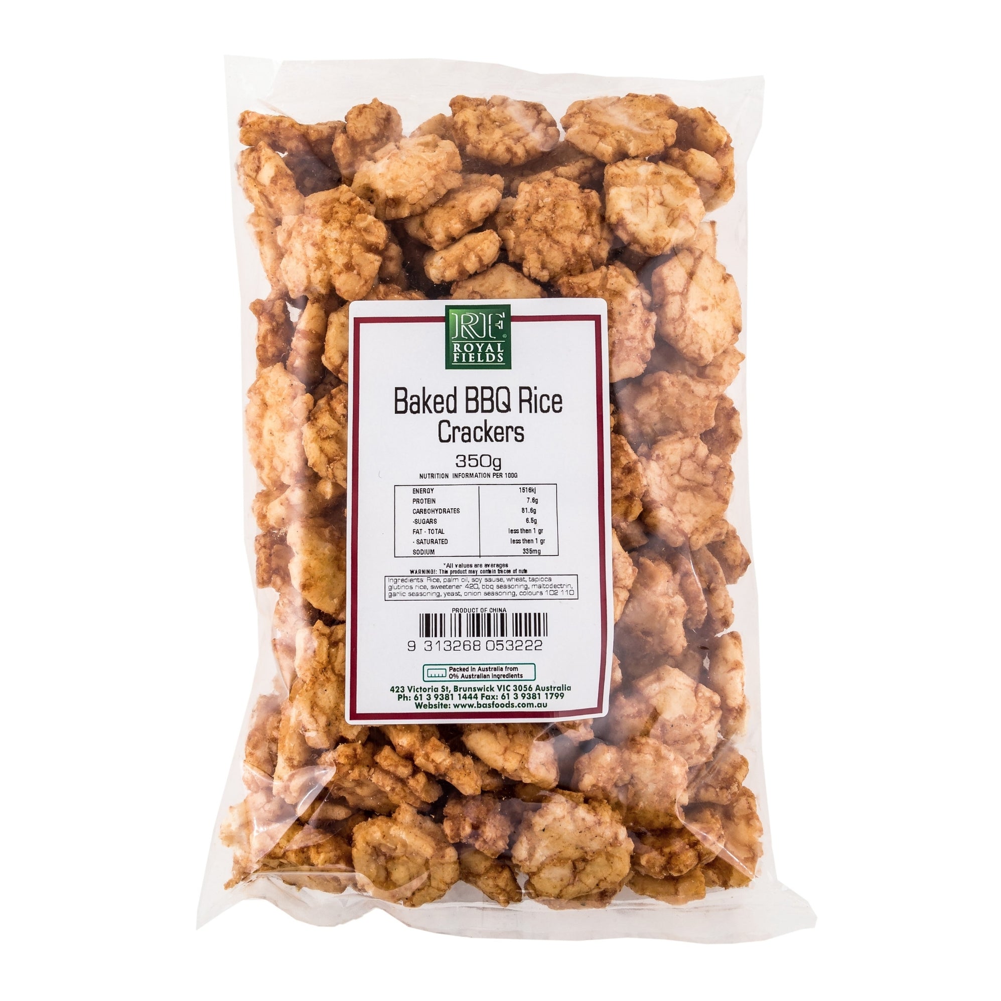 Royal Fields Baked BBQ Rice Crackers 350g — Basfoods