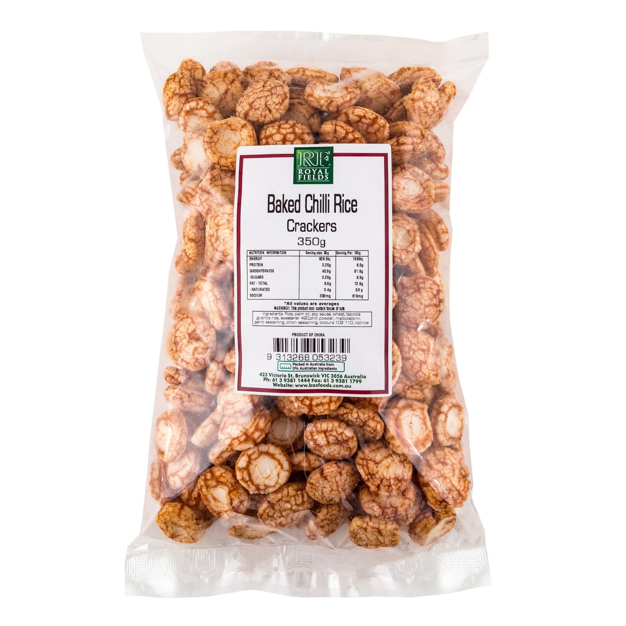 Round Chili Rice Rackers Royal Fields Chilli Rice Crackers 350g — Basfoods