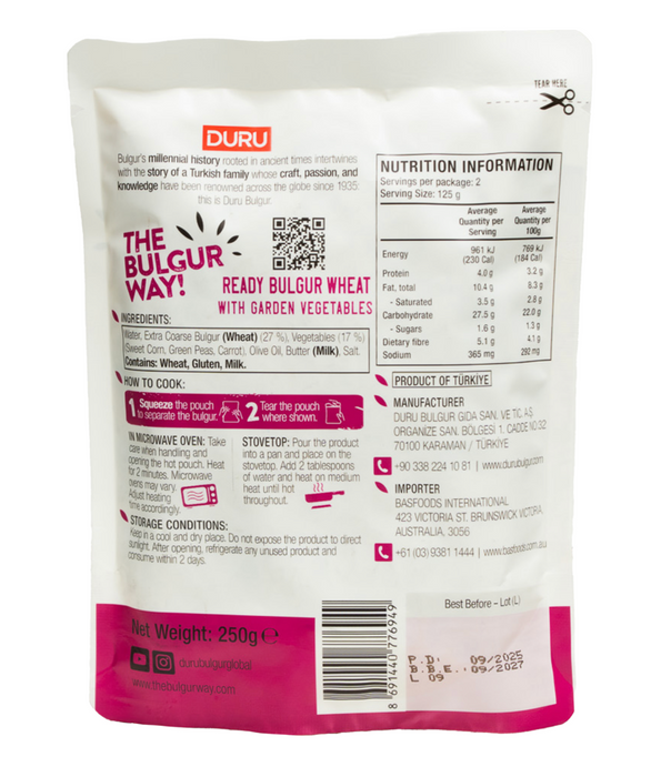 Duru Pratik Ready Bulgur – Garden Vegetables 250g